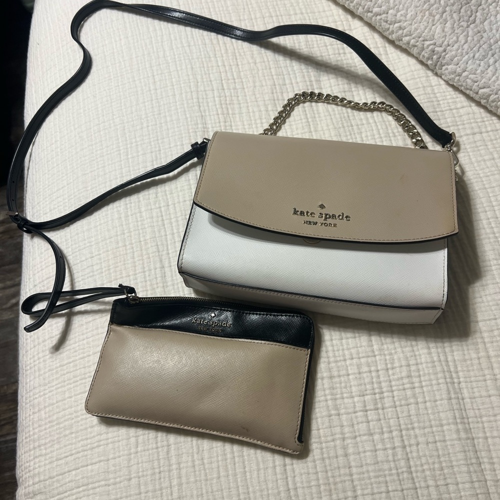 Kate Spade Tan and Black Crossbody Bag Set
